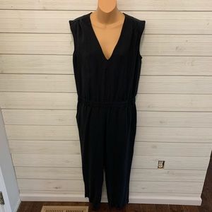 Black J. Crew Oxford Crepe Jumpsuit with Pockets